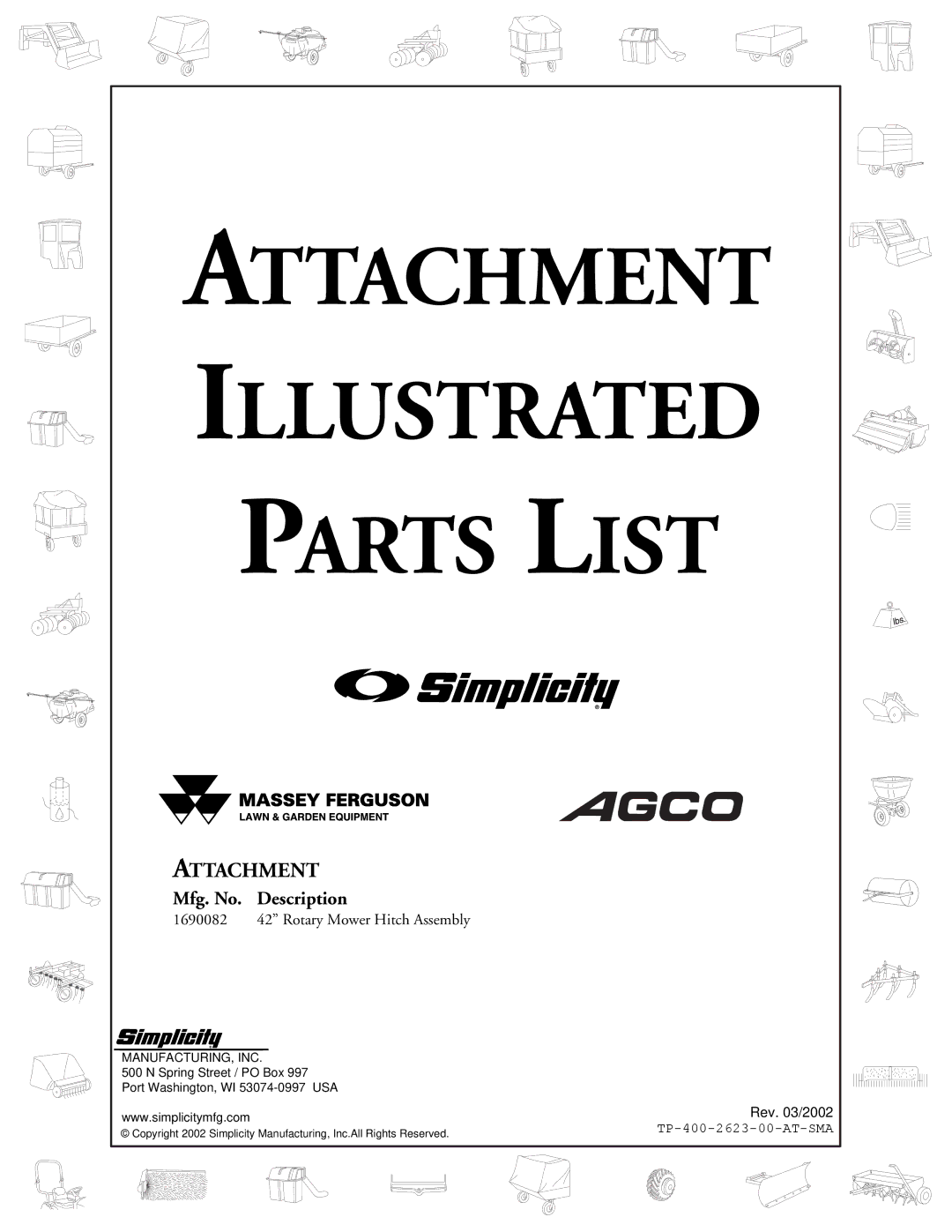 Snapper 2623 manual Attachment Illustrated Parts List 