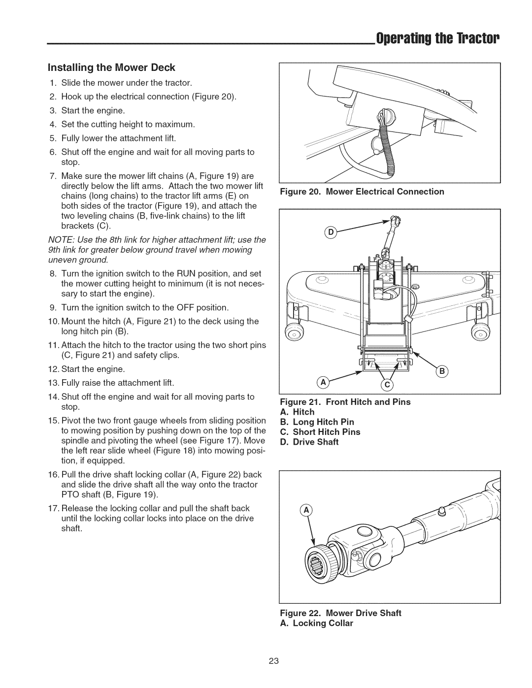 Snapper 2690629, 2690628 manual Installing the Mower Deck, Mower Electrical Connection 