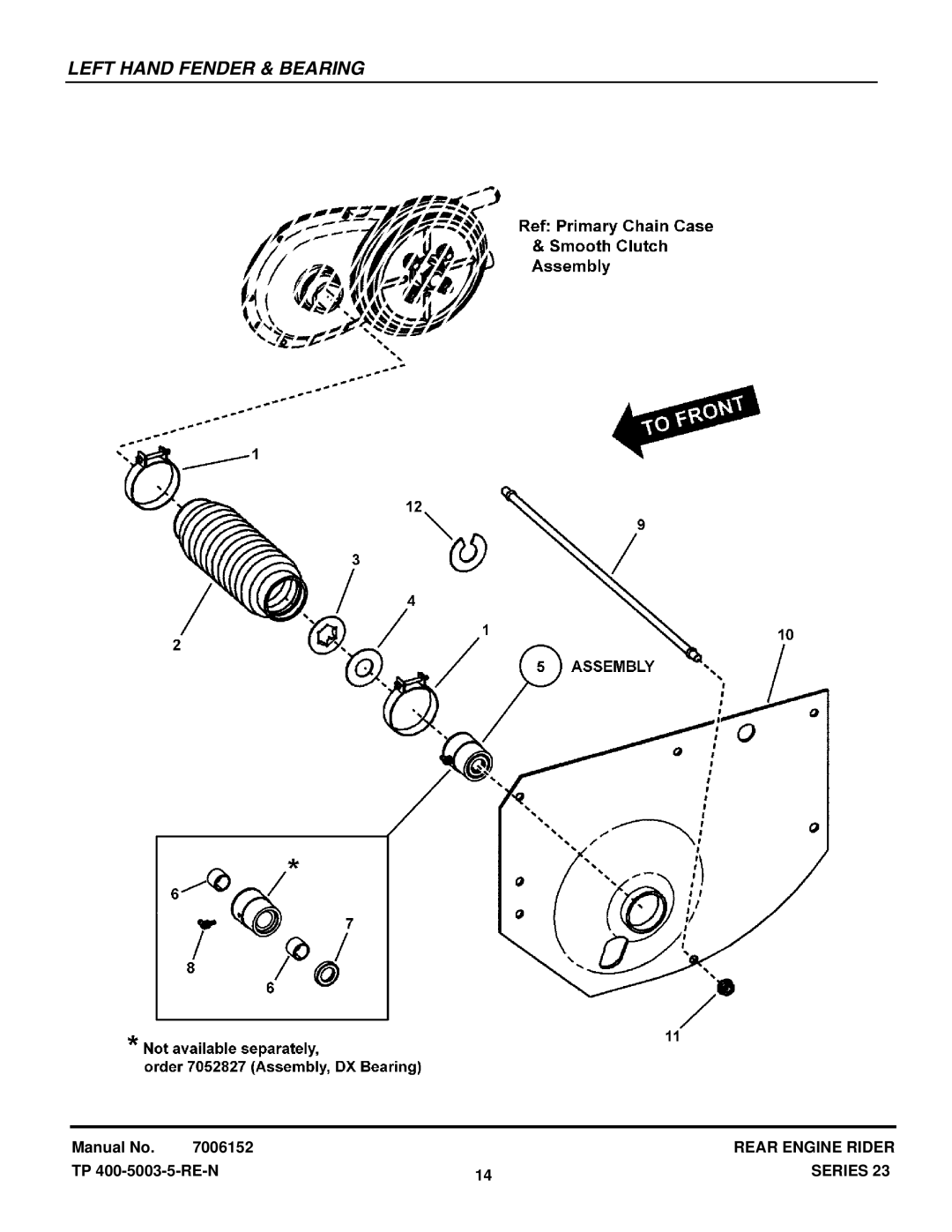 Snapper 281023BVE manual Left Hand Fender & Bearing 