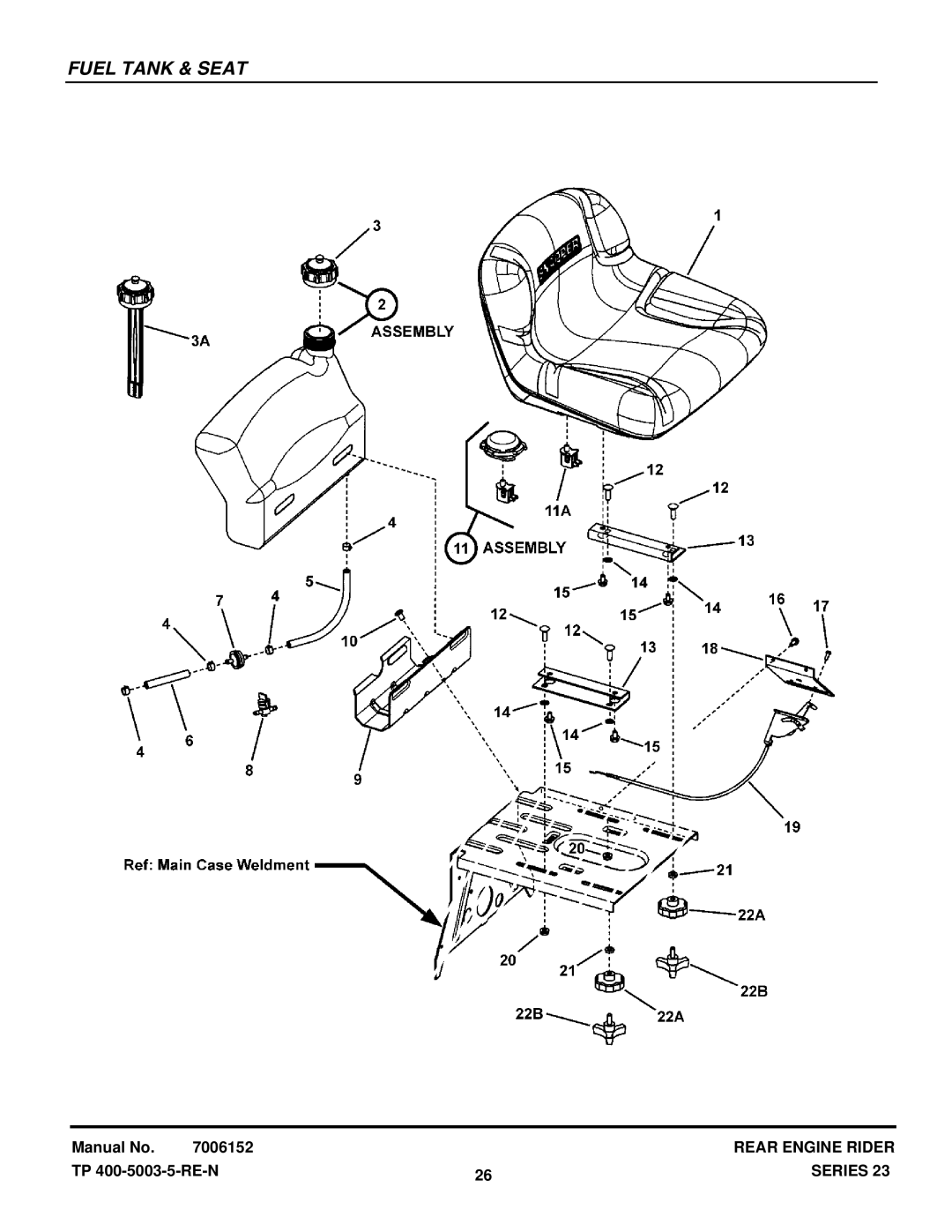 Snapper 281023BVE manual Fuel Tank & Seat 