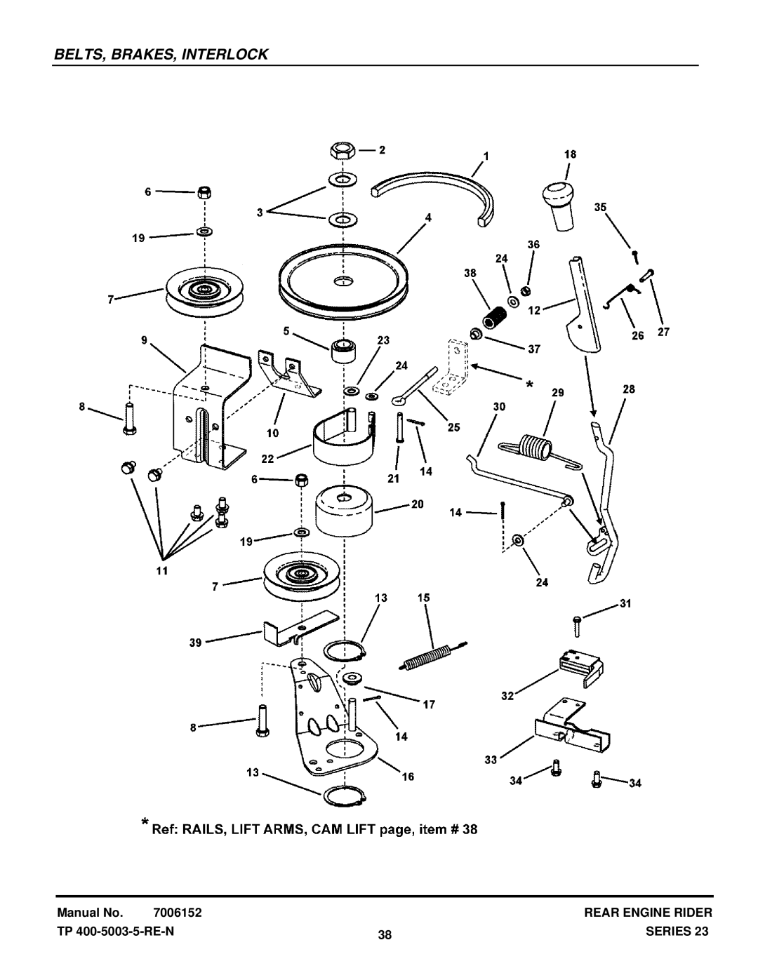 Snapper 281023BVE manual BELTS, BRAKES, Interlock 