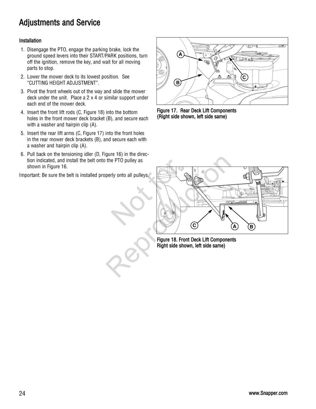 Snapper 285Z manual Installation, With a washer and hairpin clip a, Washer and hairpin clip a 