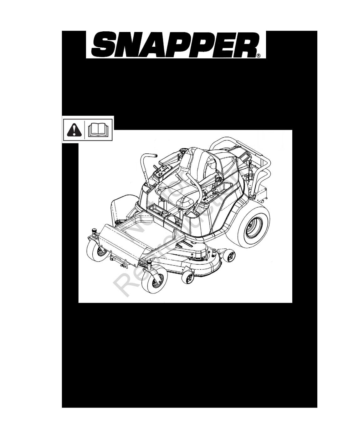 Snapper manual Reproduction, 285Z Series Zero Turn Rider, Operator’s Manual, Mfg. No. Description 