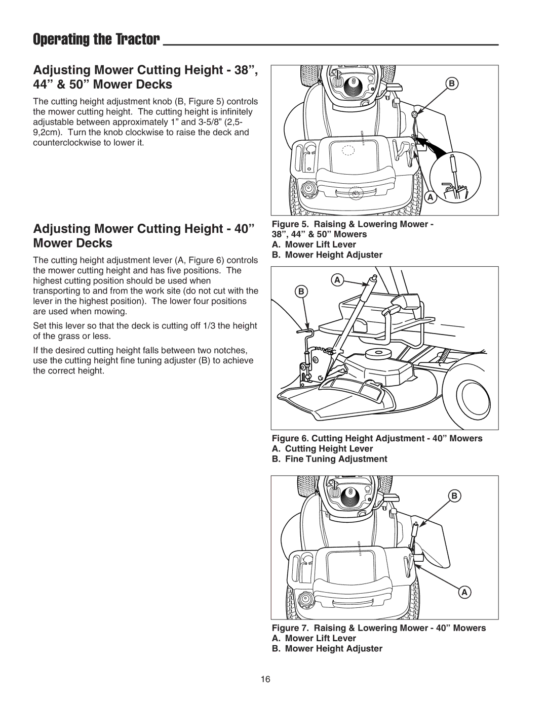 Snapper 300 Series Adjusting Mower Cutting Height 38, 44 & 50 Mower Decks, Adjusting Mower Cutting Height 40 Mower Decks 