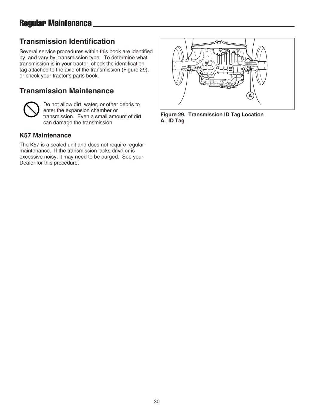 Snapper 1600 Series, 300 Series, 2600 Series manual Transmission Identification, Transmission Maintenance, K57 Maintenance 