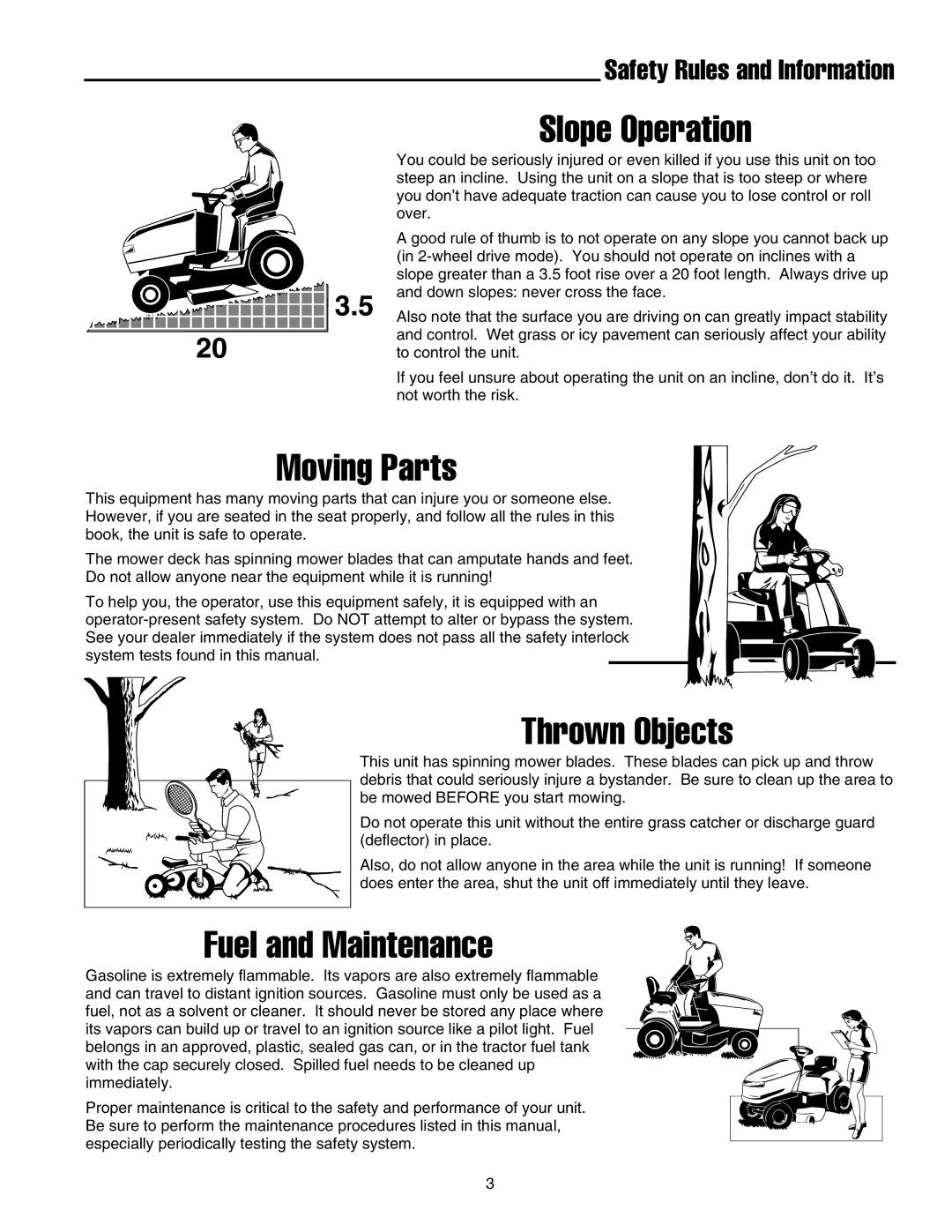 Snapper 1600 Series, 300 Series, 2600 Series manual Slope Operation, Safety Rules and Information 