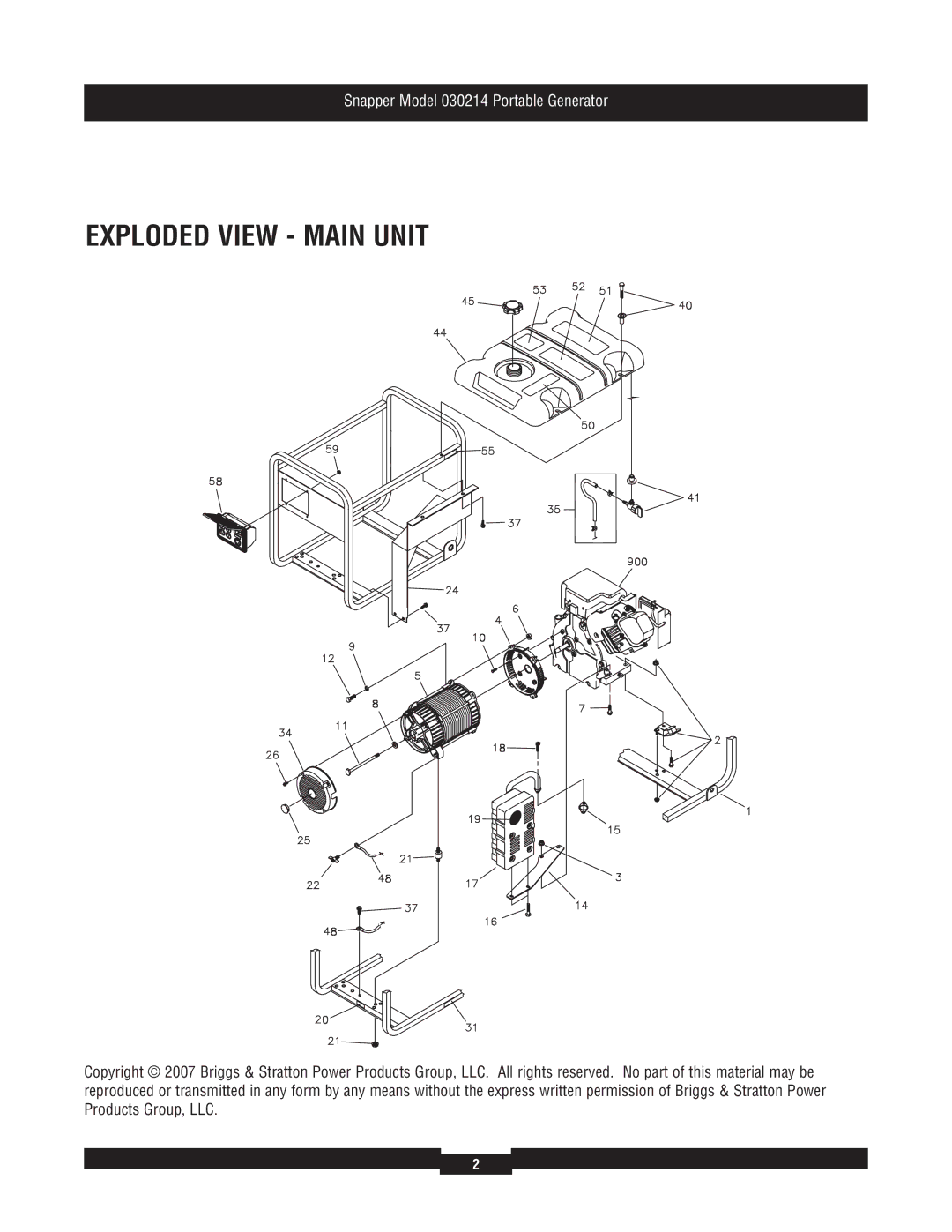 Snapper 30214 manual Exploded View Main Unit 