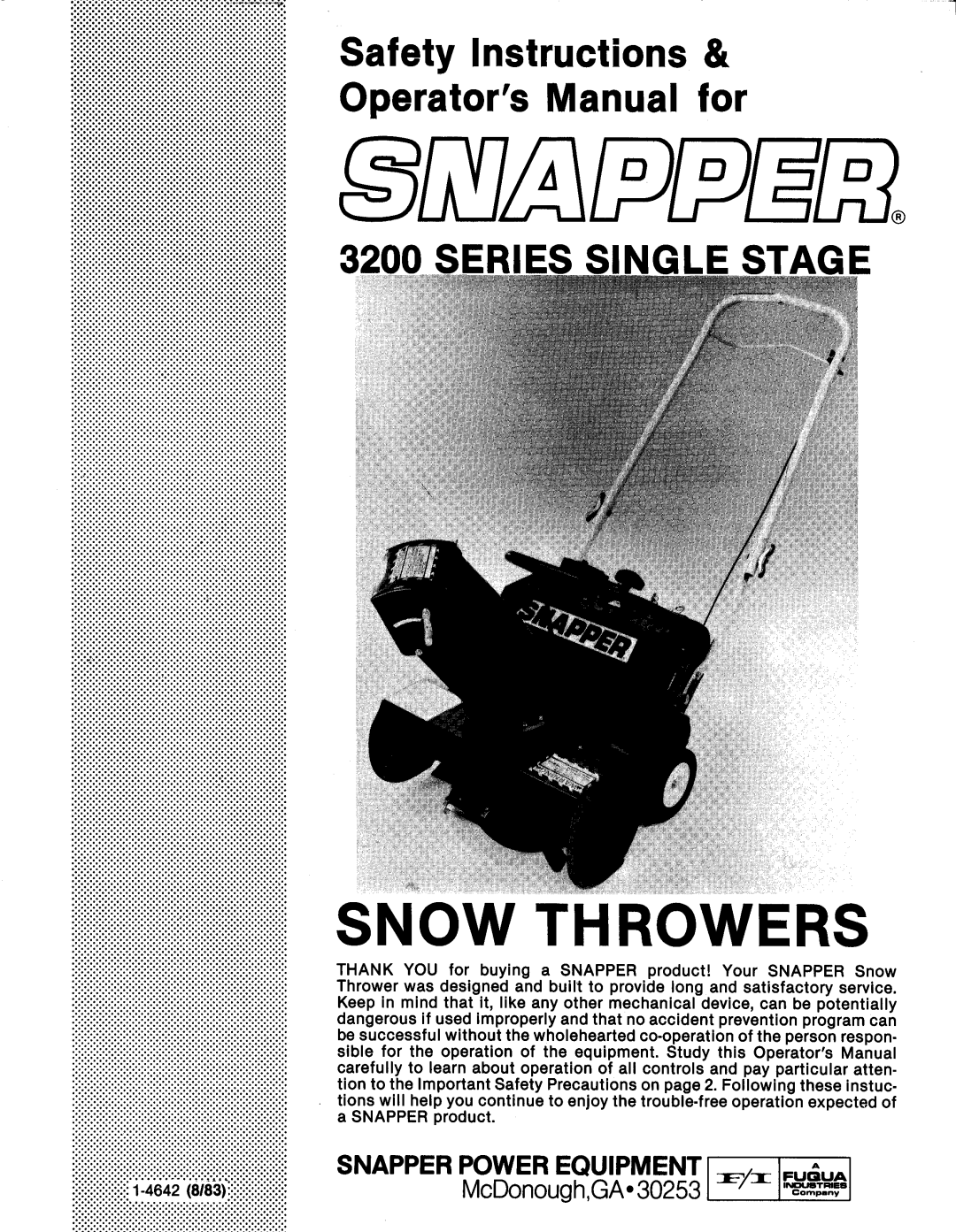 Snapper 3200 Series manual 