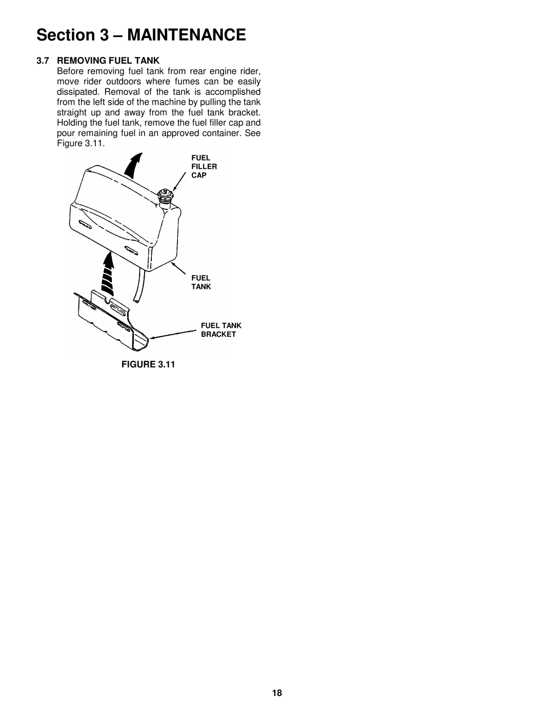 Snapper 281222BE, 331522KVE, 3314522BVE, 301222BE important safety instructions Removing Fuel Tank 