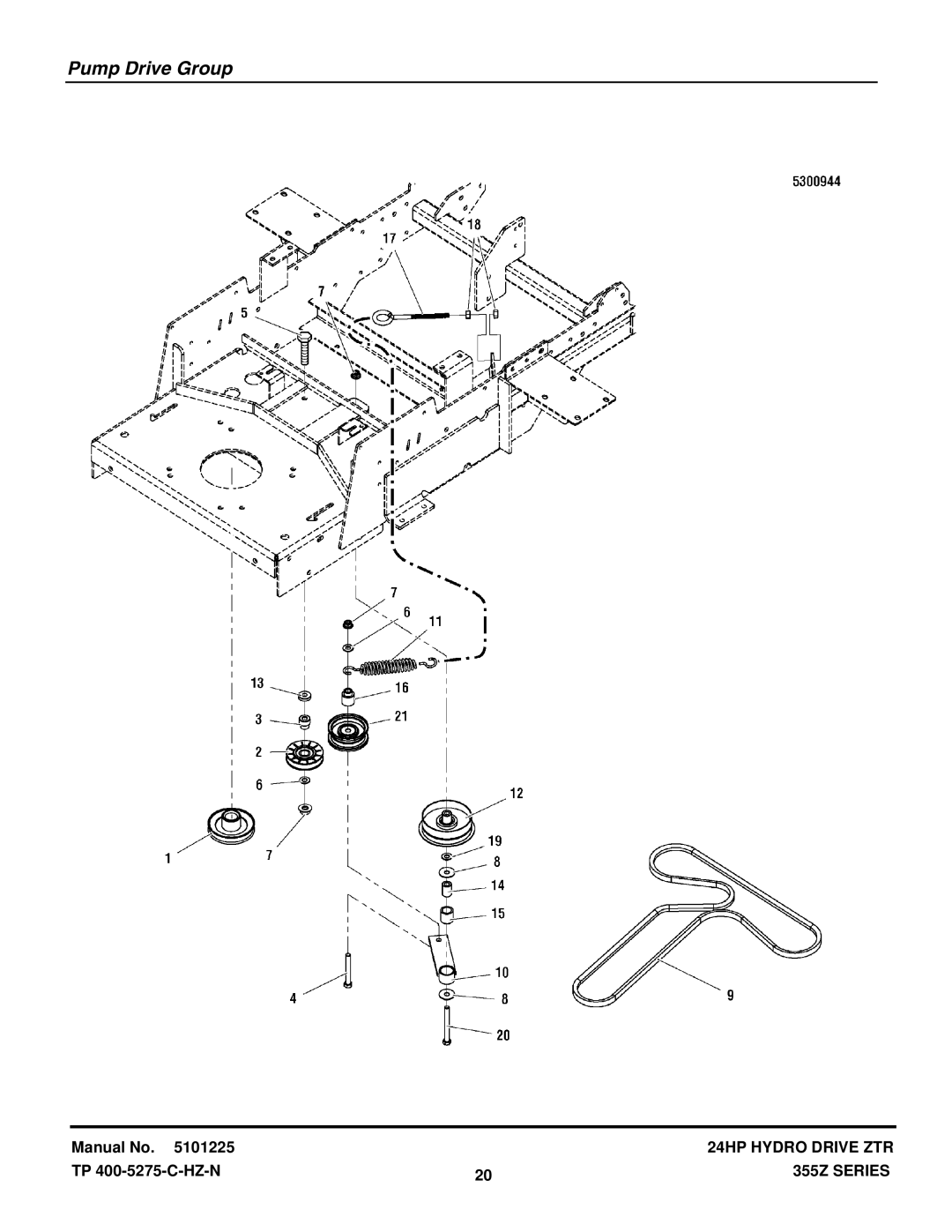 Snapper 355Z SERIES manual Pump Drive Group 