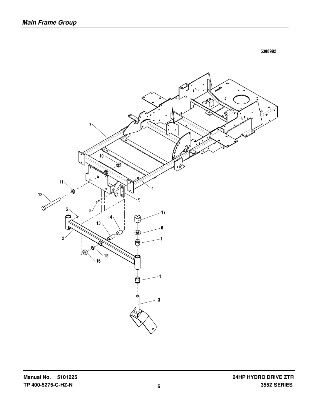 Snapper 355Z SERIES manual Main Frame Group 