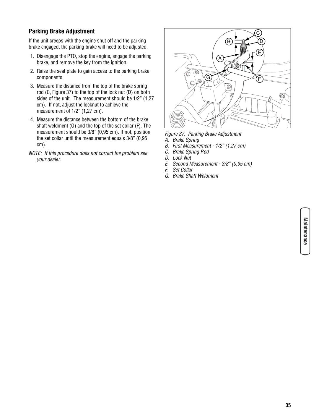 Snapper 355Z manual Parking Brake Adjustment 