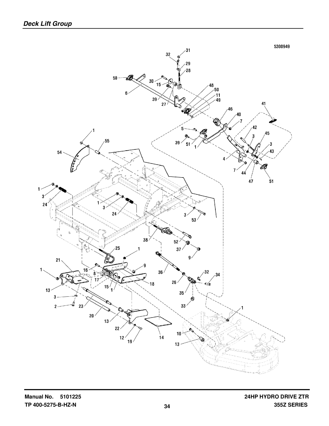 Snapper 355ZB2444, 355ZB2450CE manual Deck Lift Group 