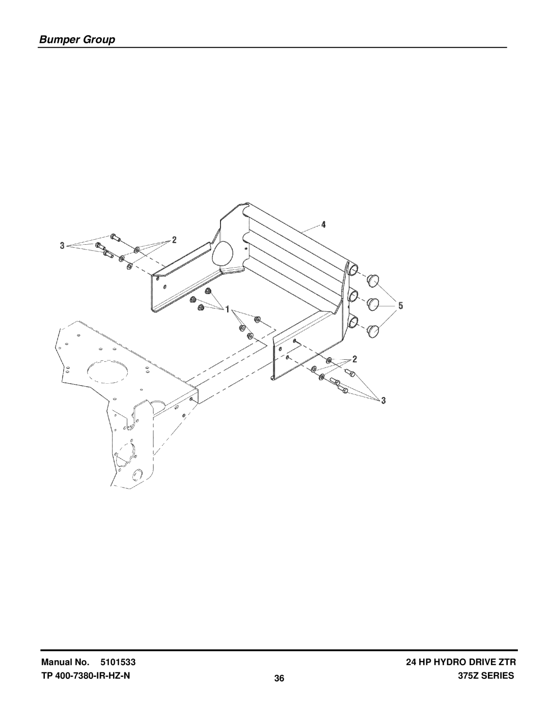 Snapper 375ZB2050CE manual Bumper Group 