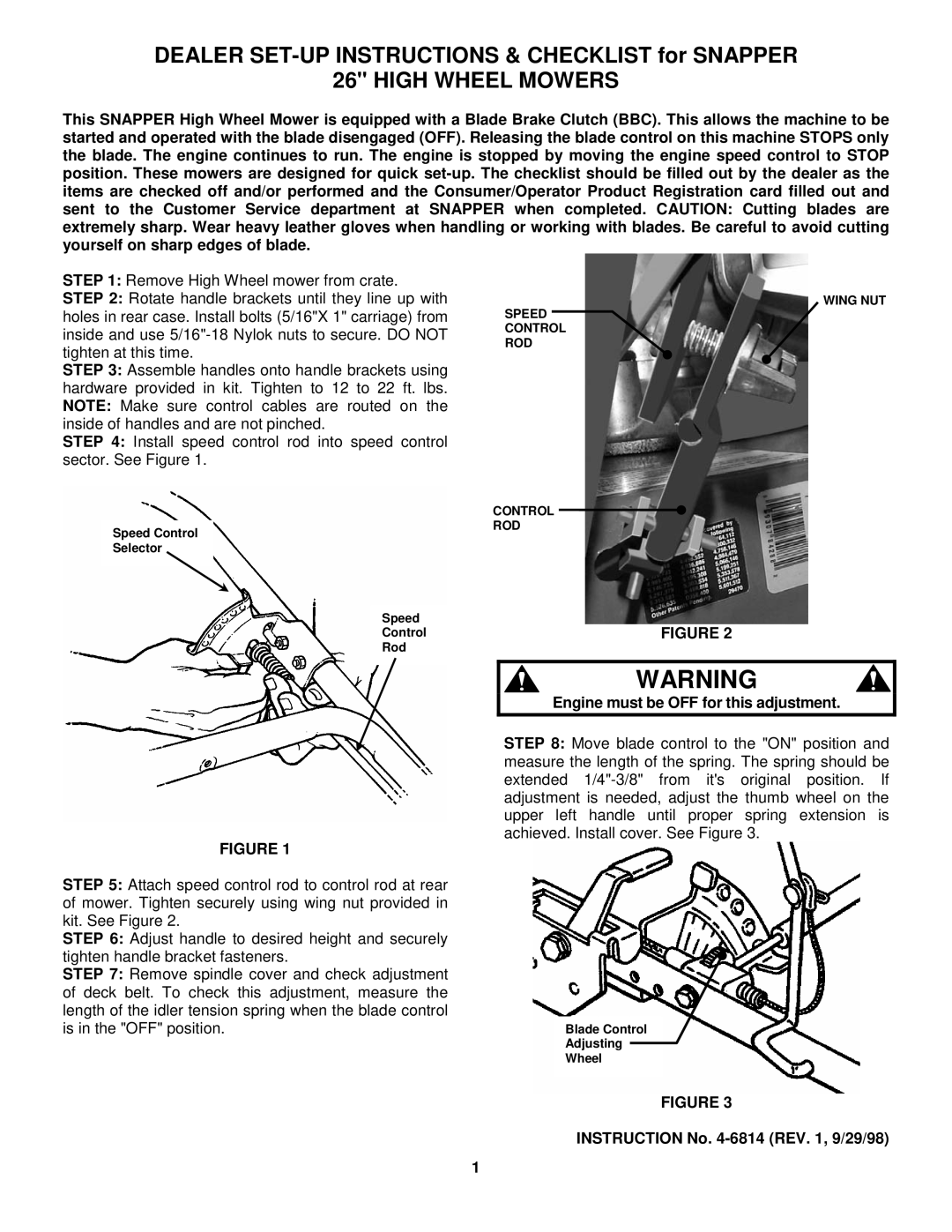 Snapper 4-6814 manual High Wheel Mowers 