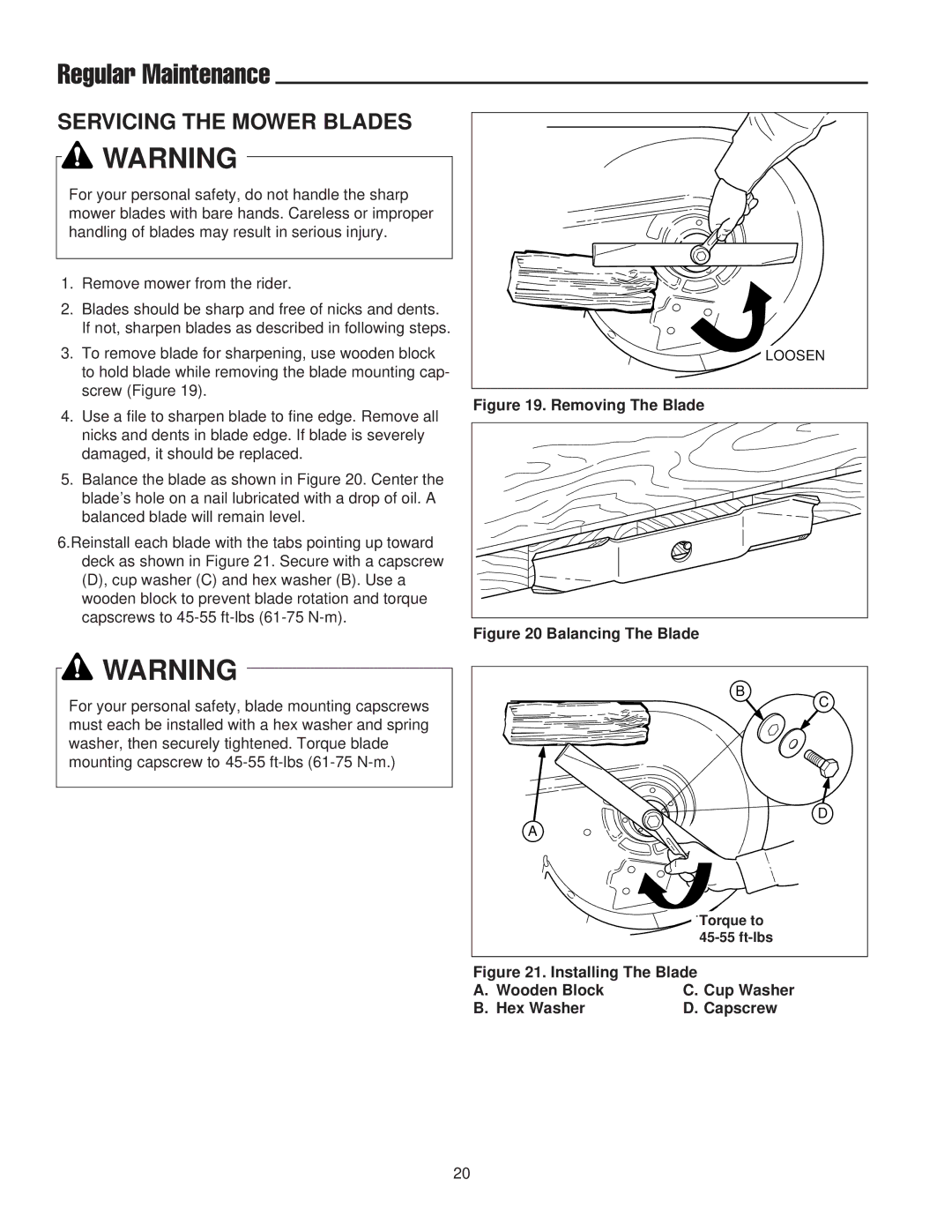 Snapper 400 / 2400 manual Servicing the Mower Blades, Removing The Blade 