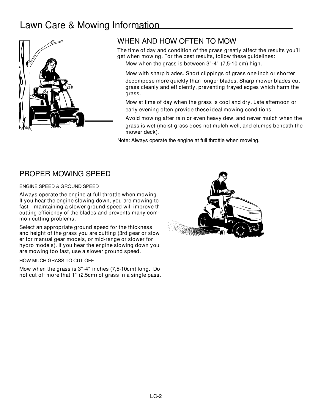 Snapper 400 Series manual Lawn Care & Mowing Information 