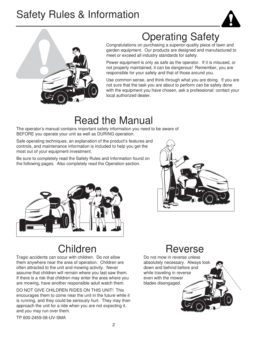 Snapper 400 Series manual Safety Rules & Information Operating Safety 