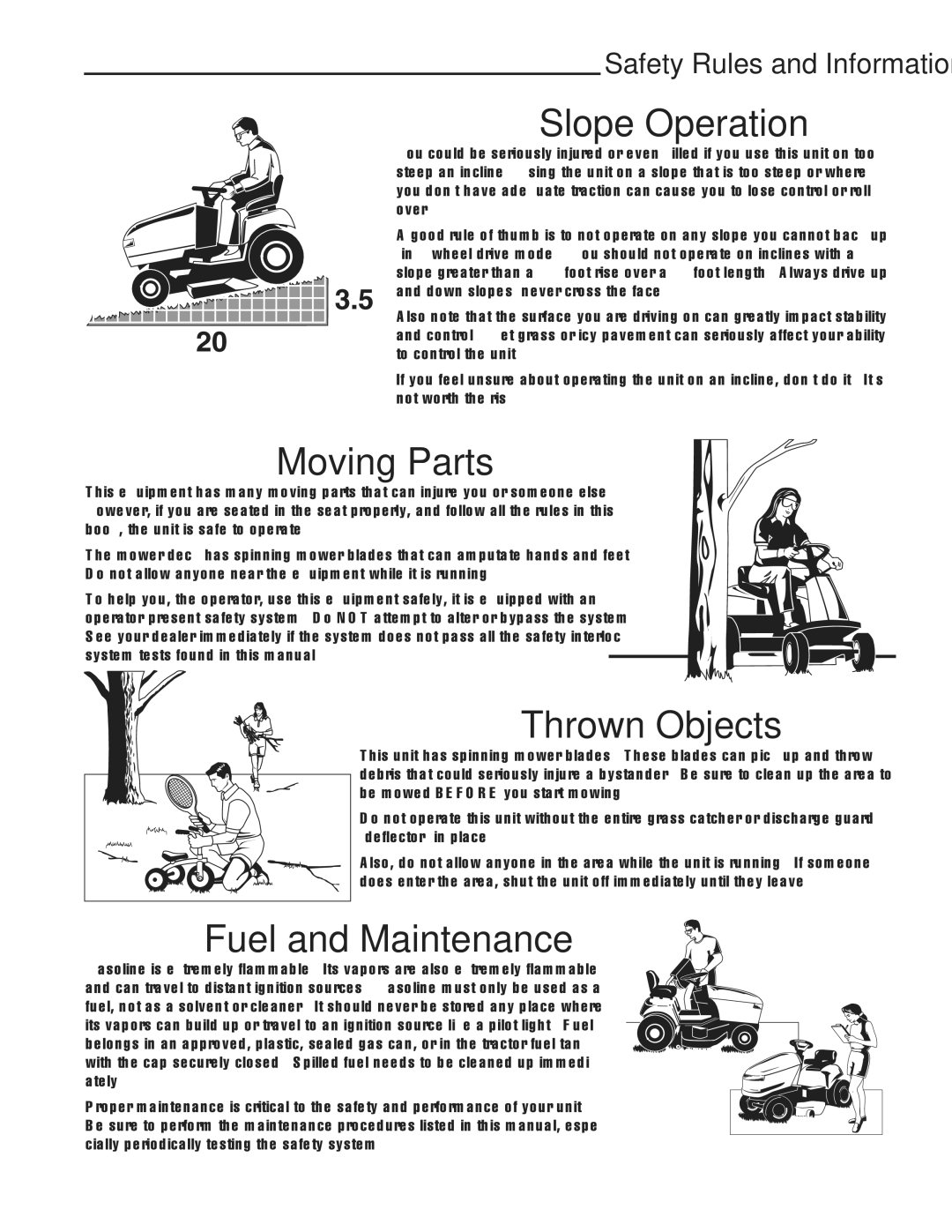 Snapper 400 Series manual Slope Operation, Safety Rules and Information 