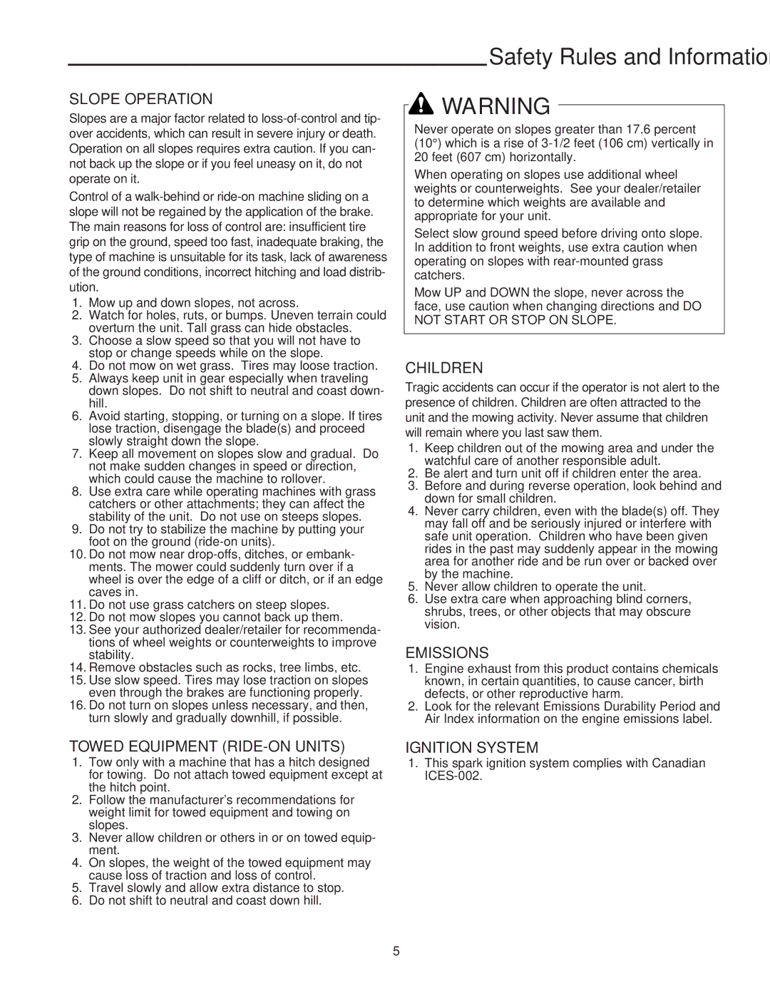 Snapper 400 Series manual Ignition System 