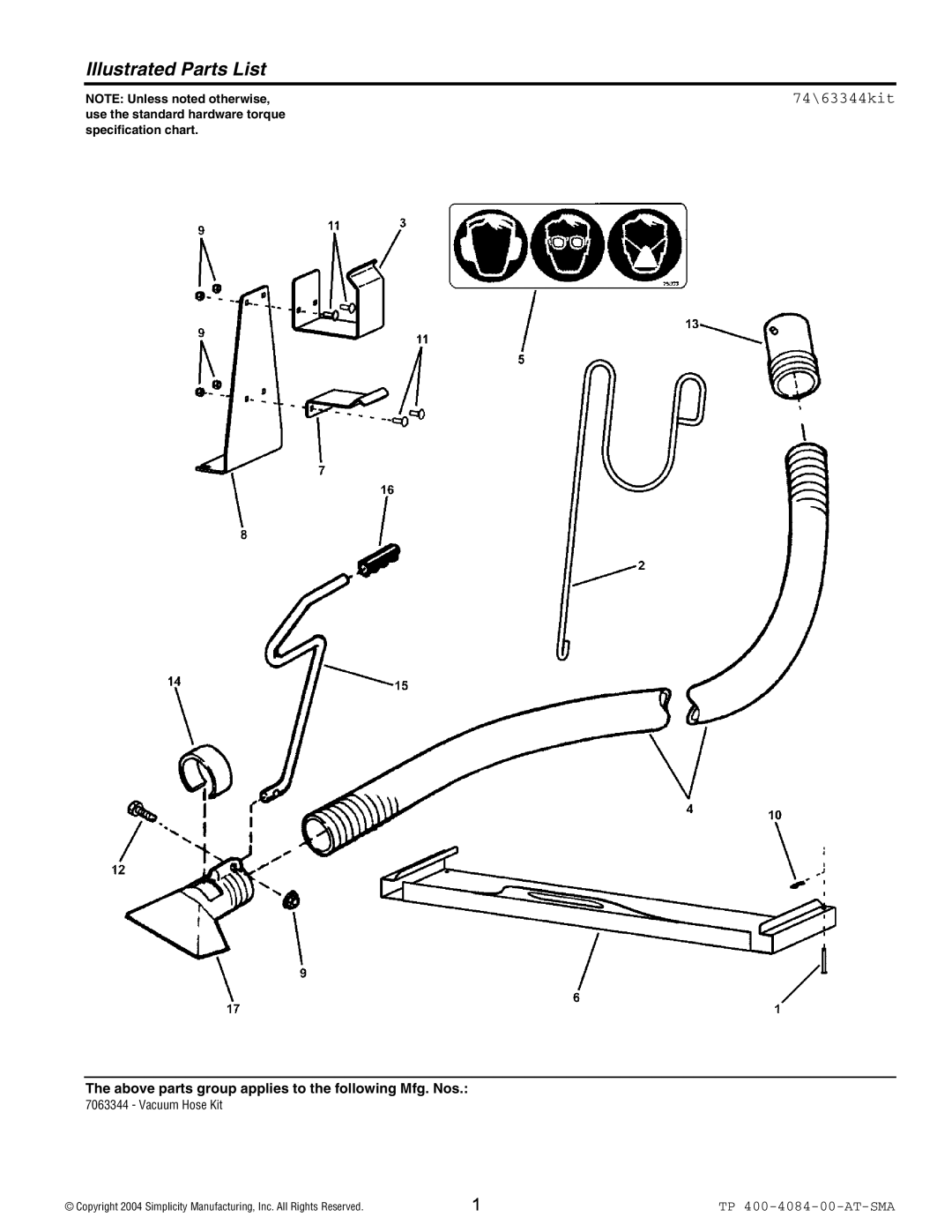 Snapper 4084 manual Illustrated Parts List 