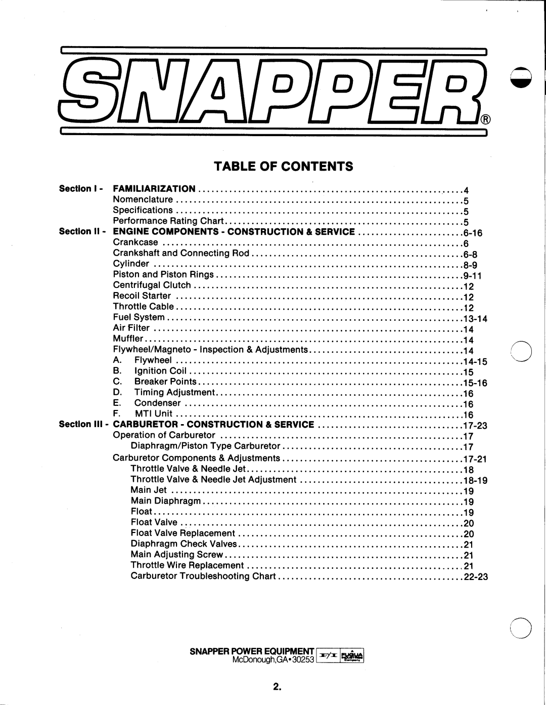 Snapper 410 manual 