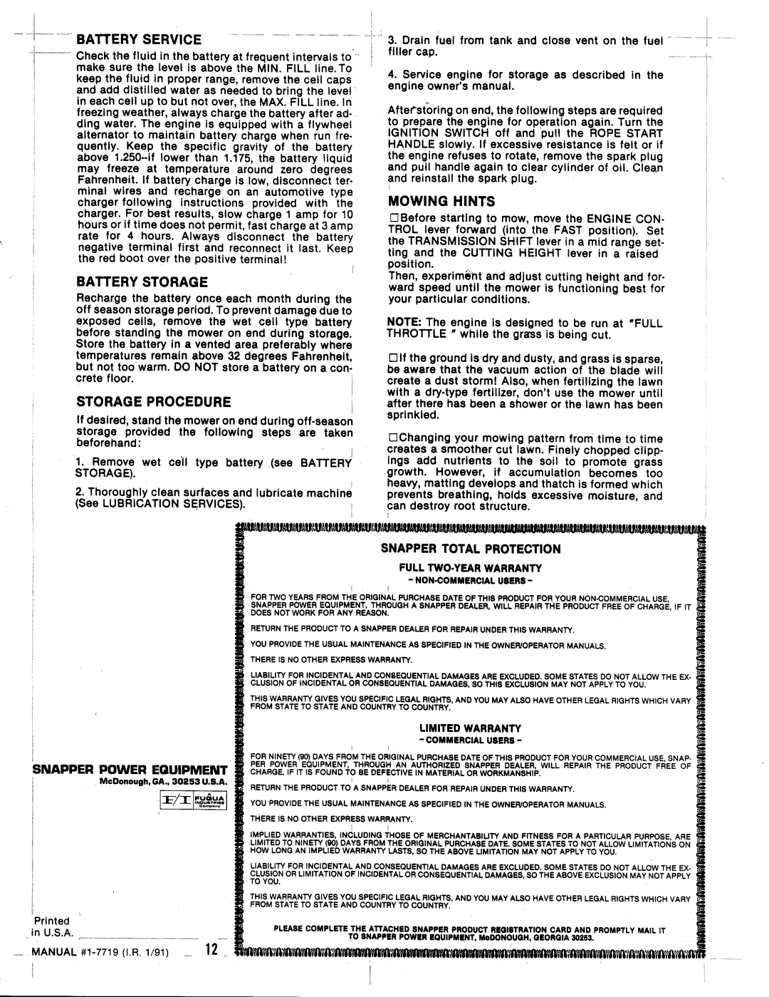 Snapper 41128E manual 