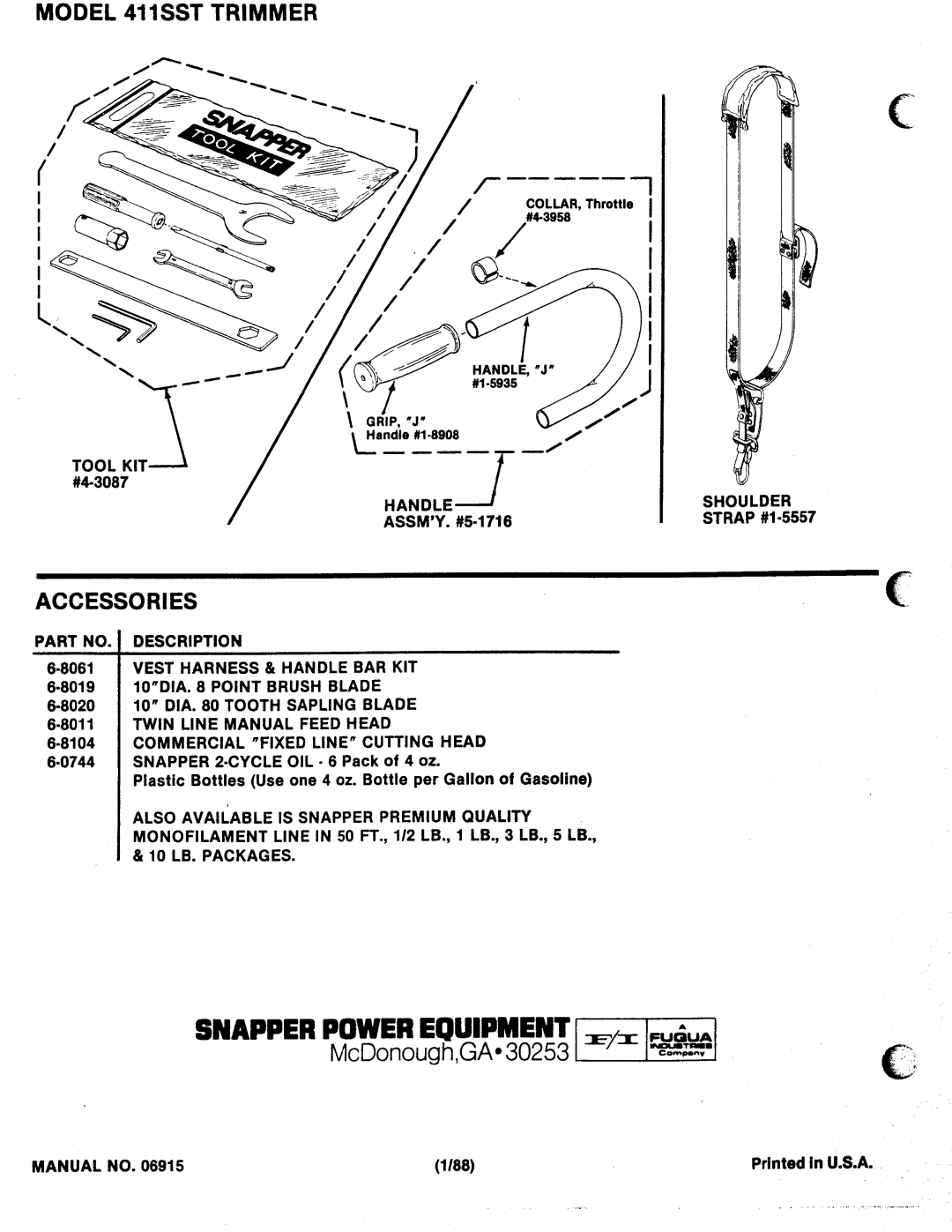 Snapper 411SST manual 