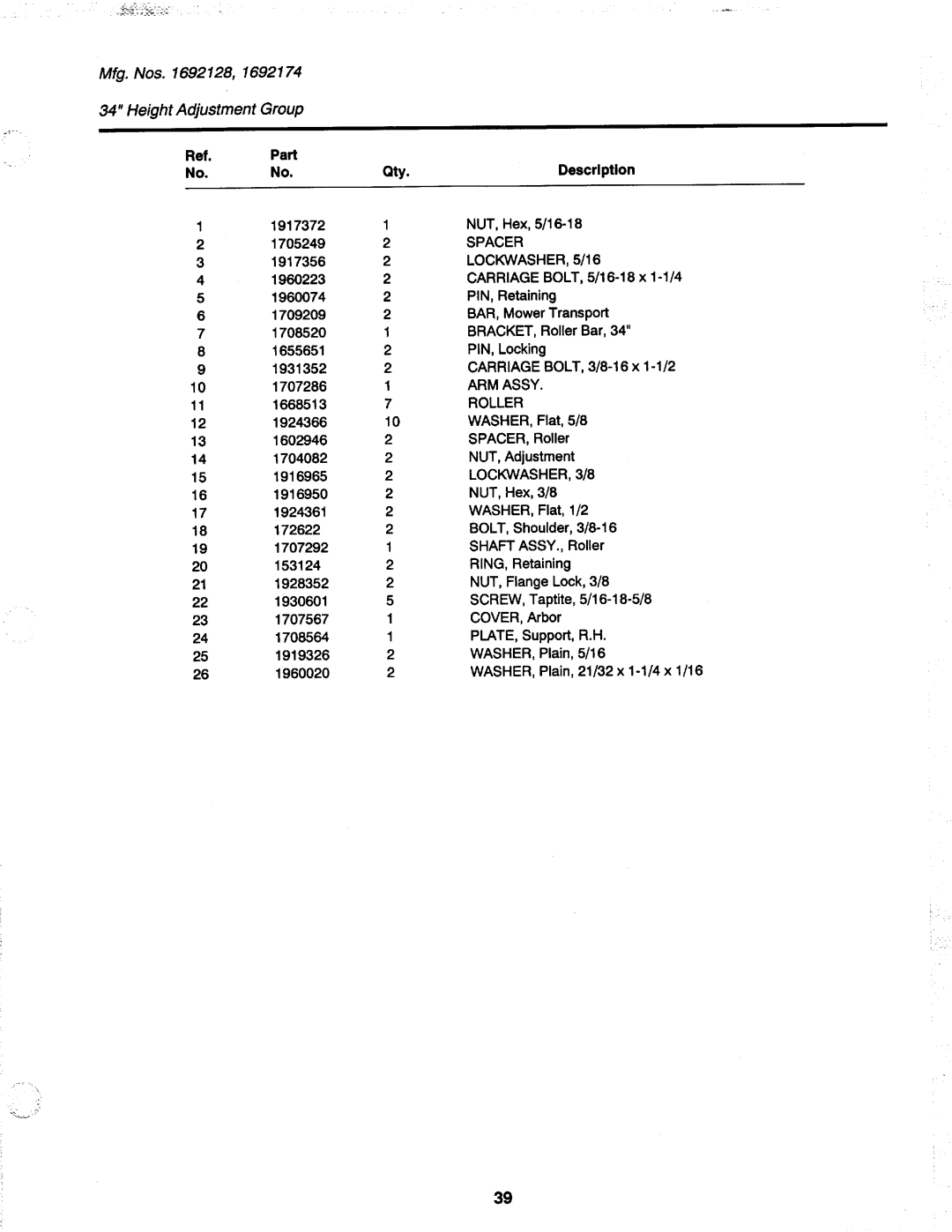 Snapper 412H, 412G, 409G, 1692173 manual 