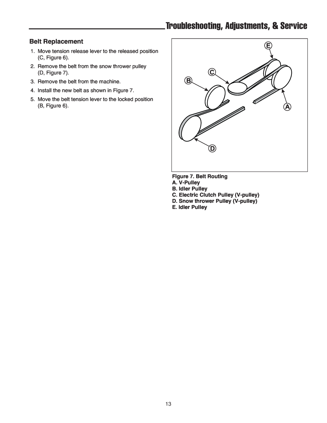 Snapper 42" Single-Stage Snowthrower manual Belt Replacement, Troubleshooting, Adjustments, & Service 