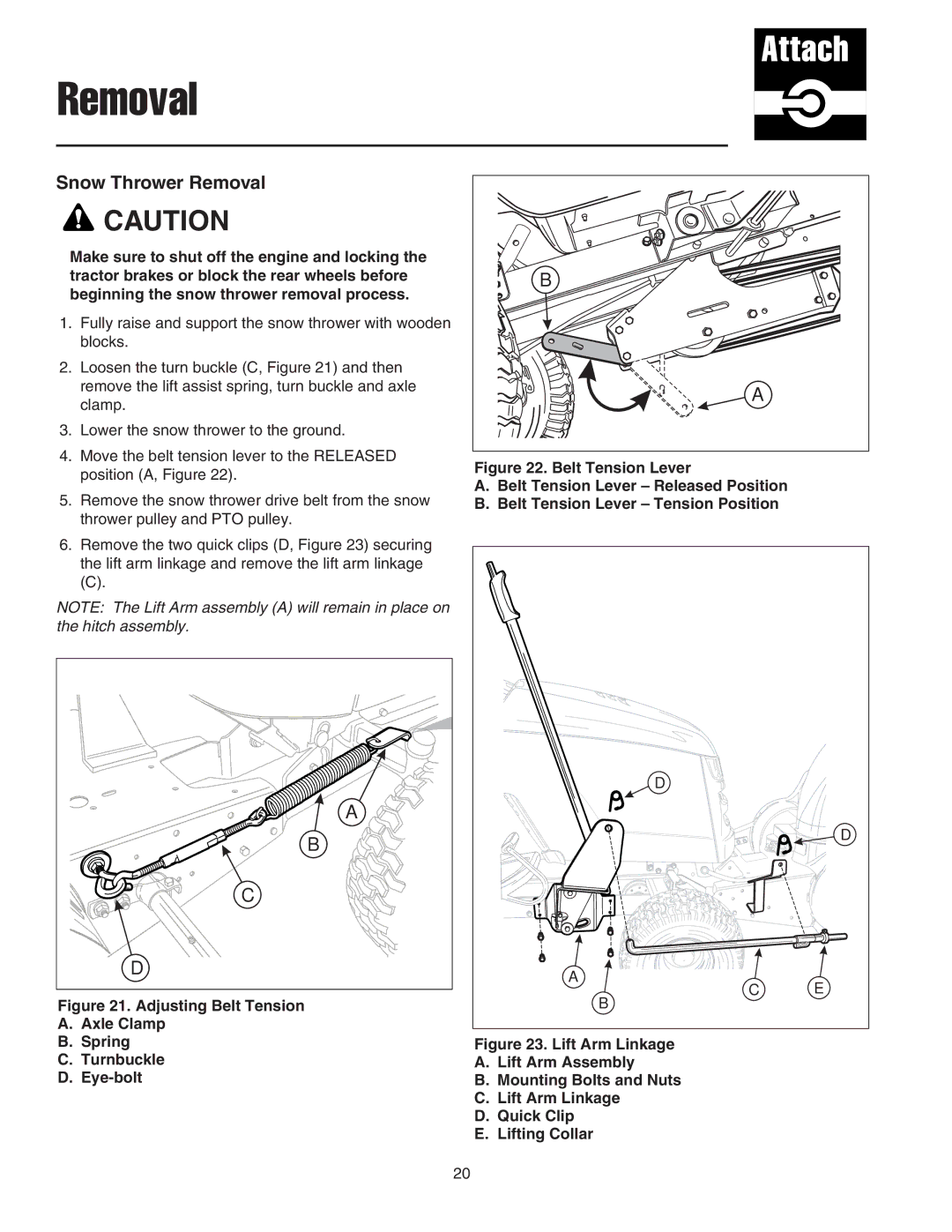 Snapper 42 Single-Stage Snowthrower manual Snow Thrower Removal 