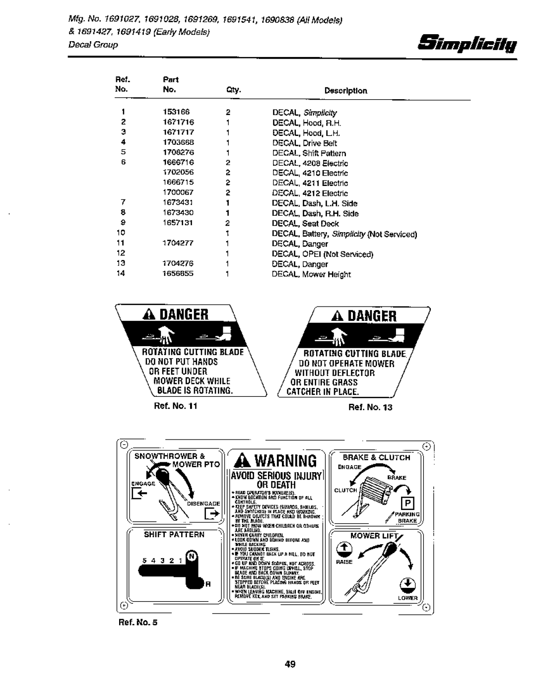 Snapper 4210G, 4208G, 4212G, 4211G, 1691419, 1690838, 12LTG manual 