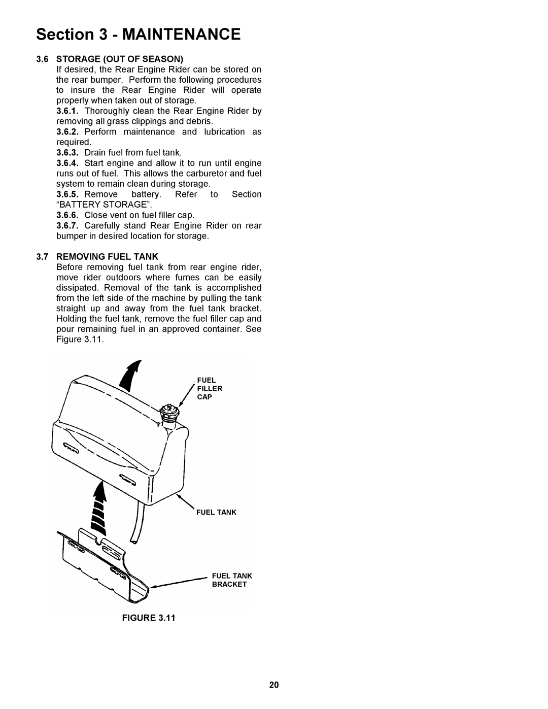 Snapper 421823BVE, 422023BVE important safety instructions Storage OUT of Season, Removing Fuel Tank 