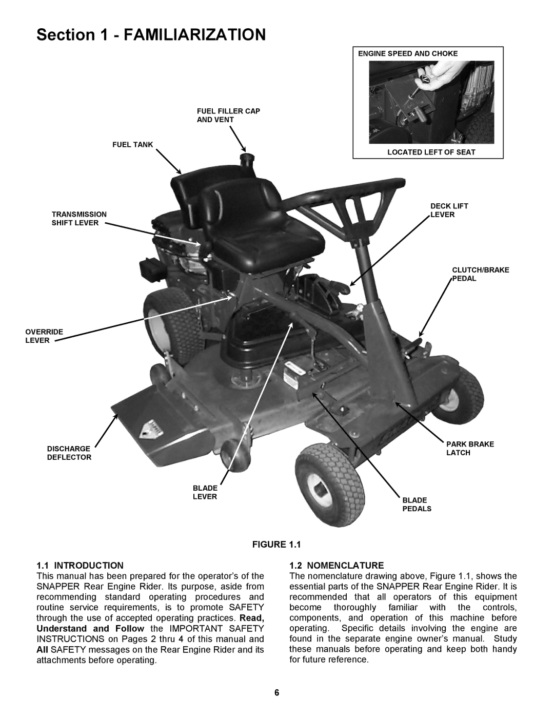 Snapper 421823BVE, 422023BVE important safety instructions Introduction, Nomenclature 