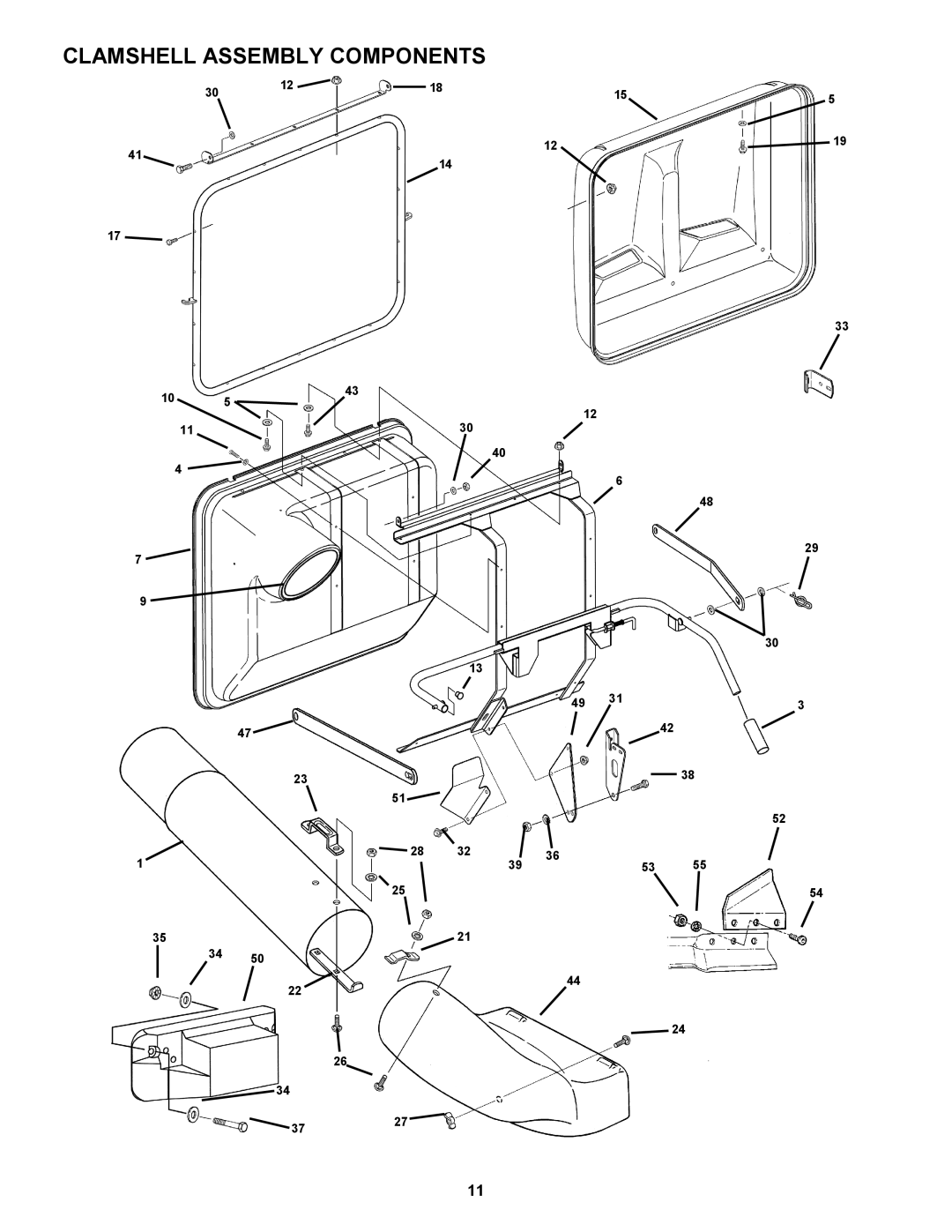 Snapper 447575 manual Clamshell Assembly Components 