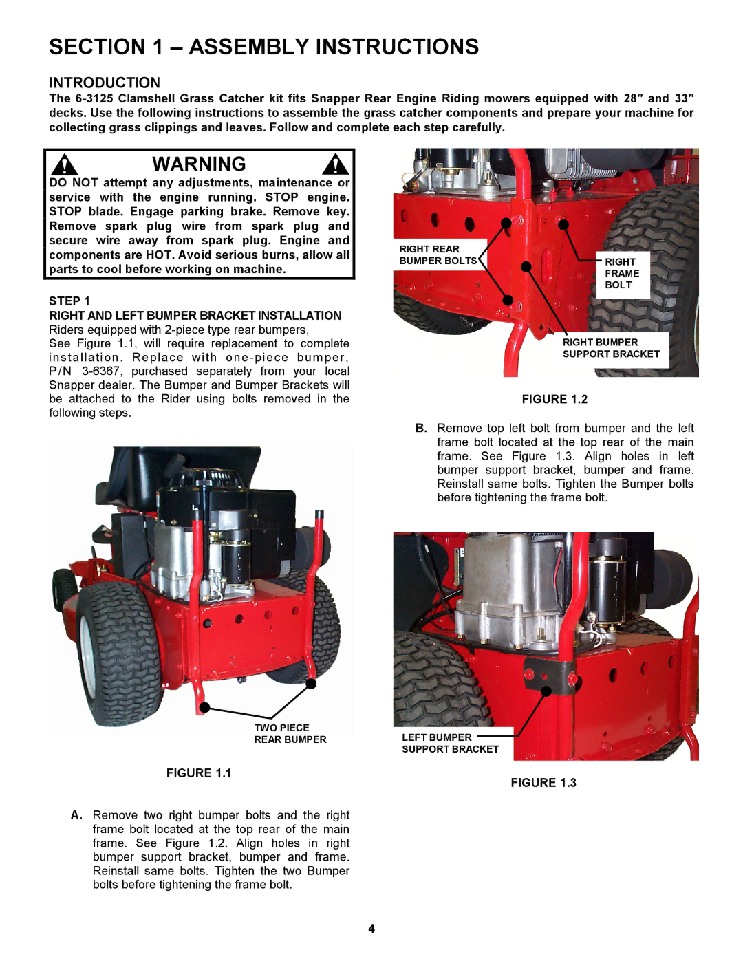 Snapper 447575 manual Assembly Instructions, Step 