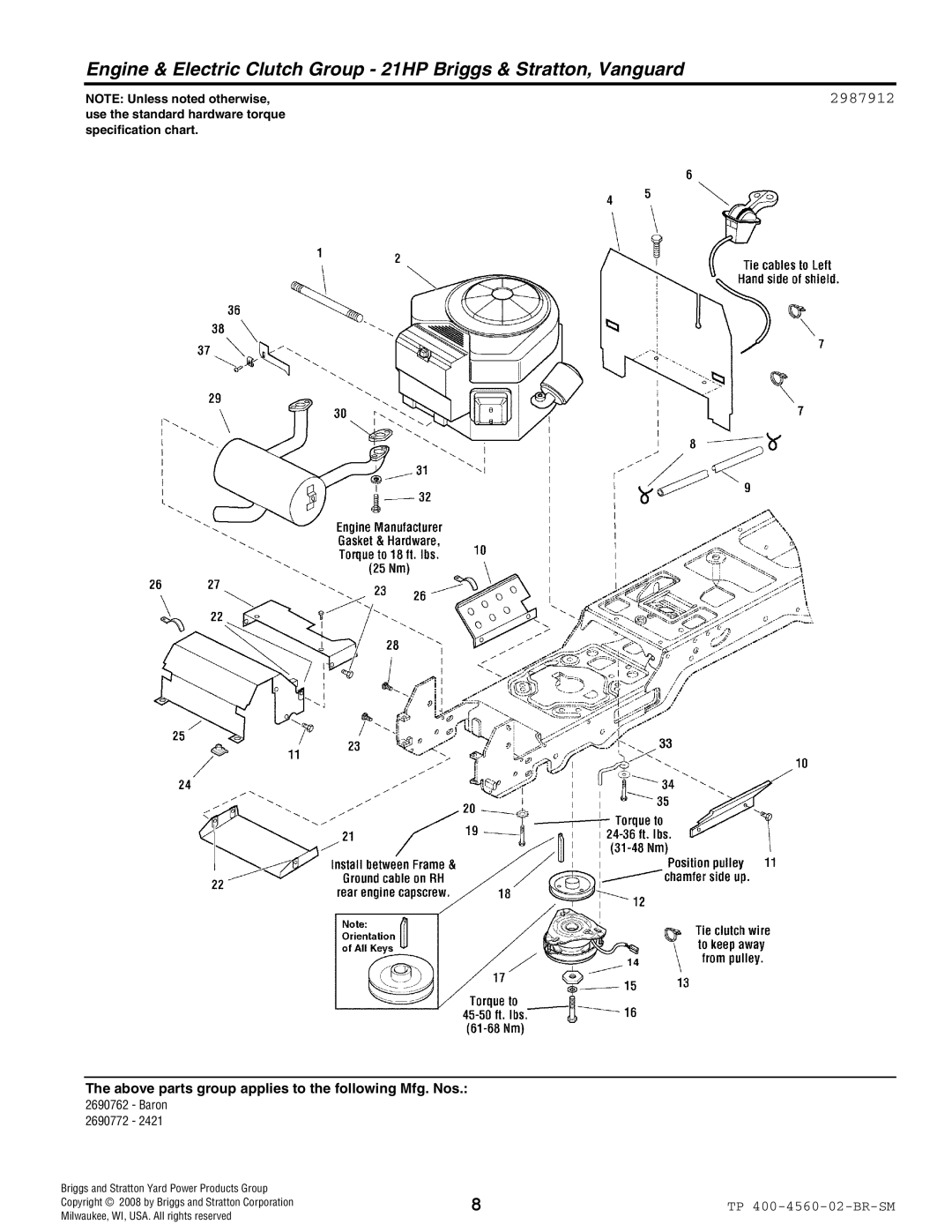 Snapper 4560 manual 2987912, Baron 2690772 