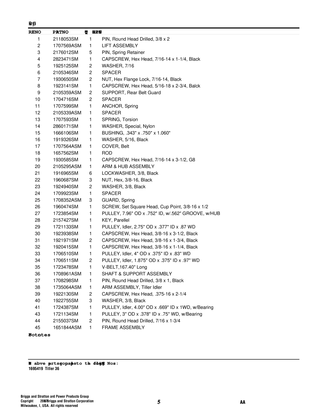 Snapper 4808 manual Lift Assembly, Spacer, Rod, ARM & HUB Assembly, Shaft & Support Assembly, Frame Assembly 