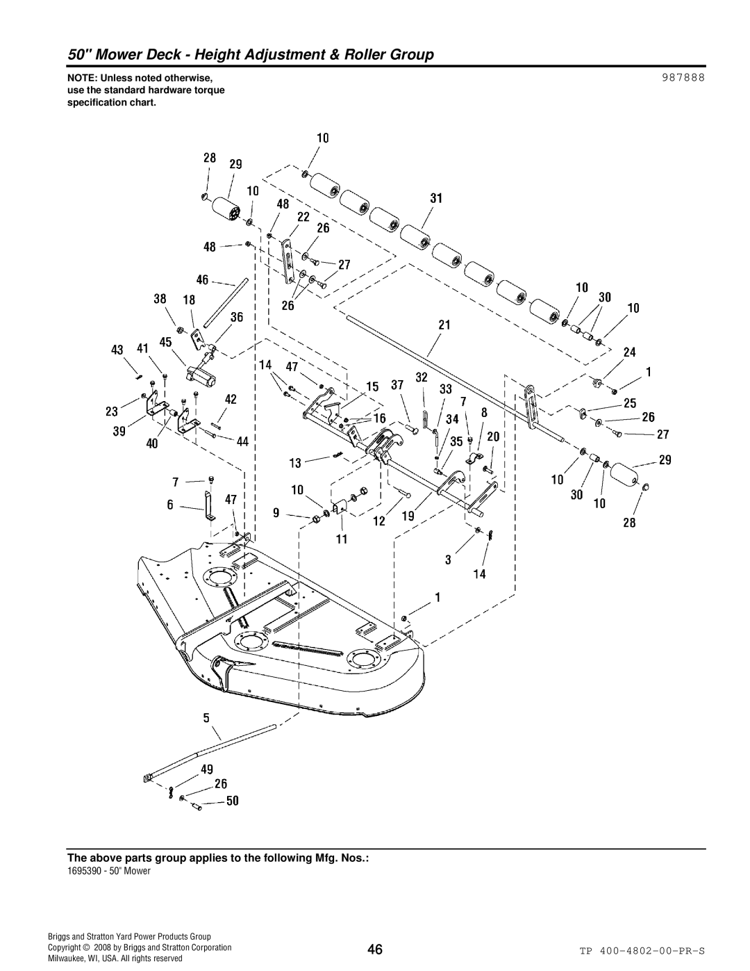 Snapper 4WD Series manual Mower Deck Height Adjustment & Roller Group 