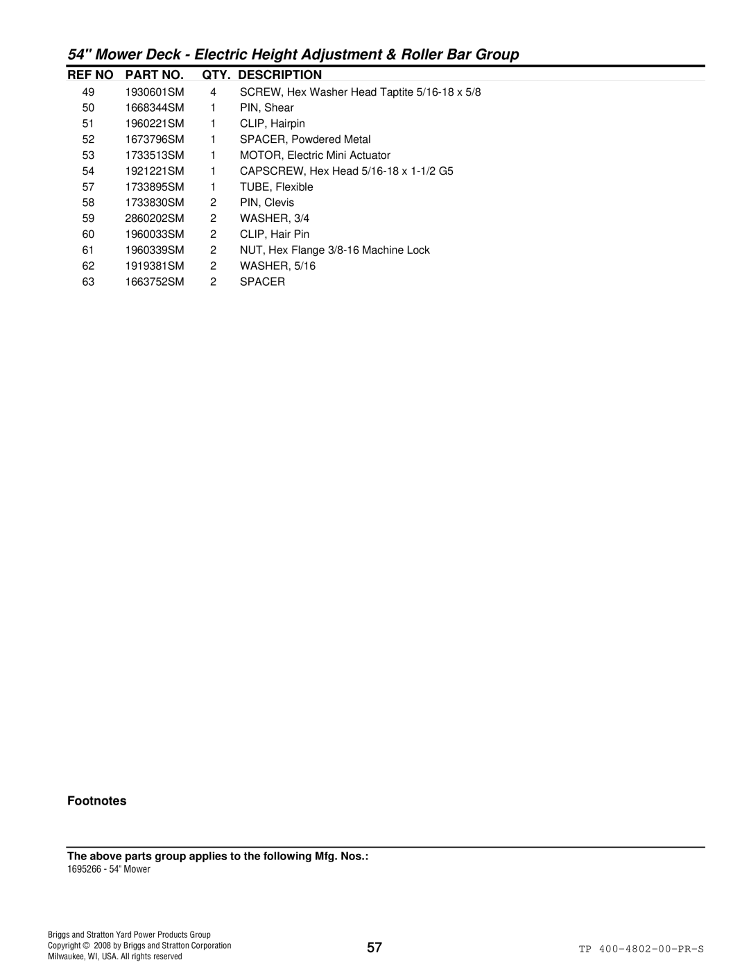 Snapper 4WD Series manual WASHER, 3/4 