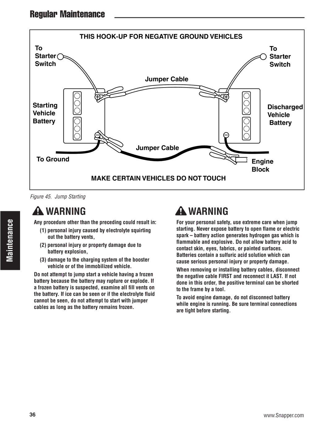 Snapper 500Z manual Make Certain Vehicles do not Touch 