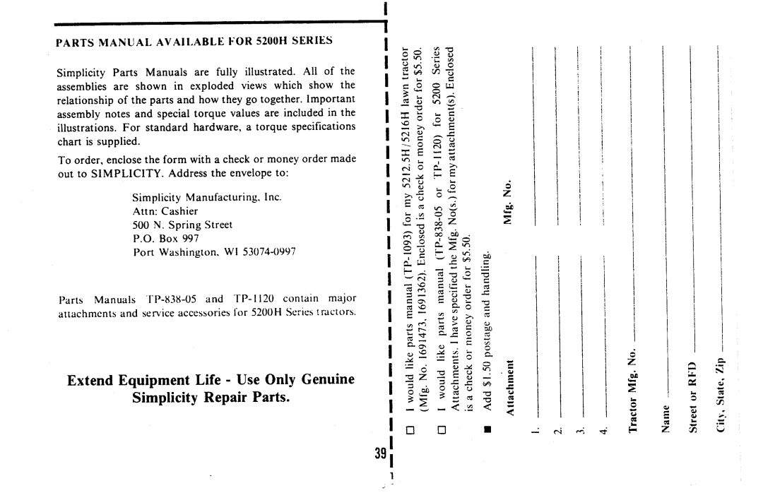Snapper 5200 Series manual 
