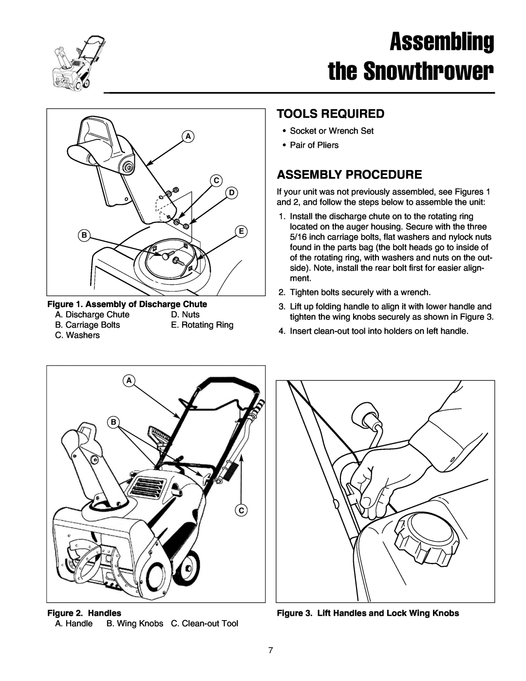 Snapper 5201m, 5201e manual Assembling the Snowthrower, Tools Required, Assembly Procedure 