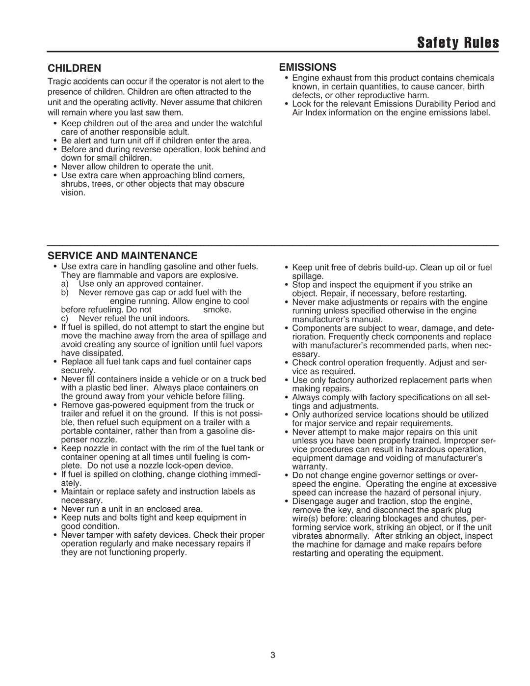 Snapper 5201M, 520E, 520M manual Safety Rules, Children 