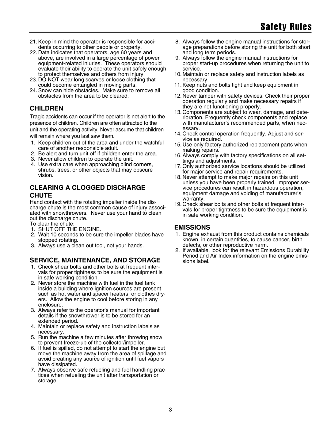 Snapper 520E manual Safety Rules, Children 