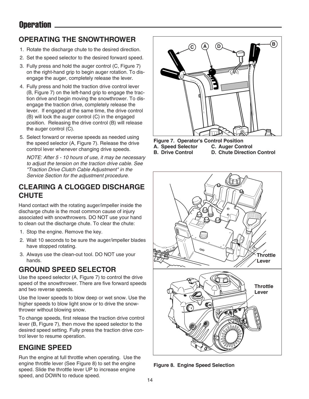 Snapper 555M, 555M, 15225, E15225, 18245E, E18245, 860E, 860M manual Operating the Snowthrower, Ground Speed Selector 