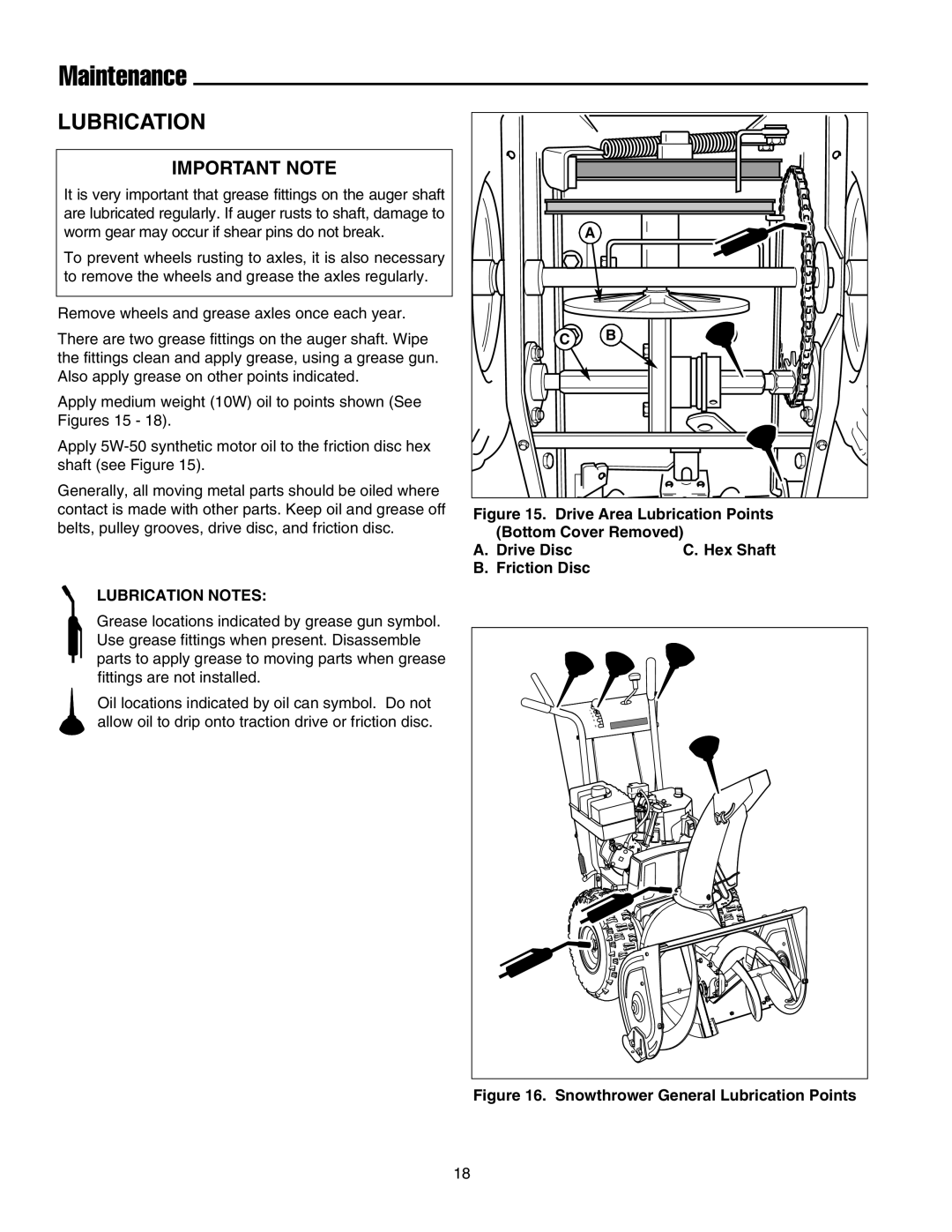 Snapper 555M, 555M, 15225, E15225, 18245E, E18245, 860E, 860M manual Maintenance, Lubrication 