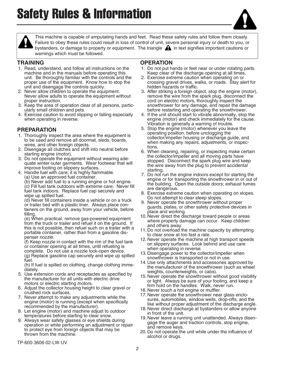 Snapper 555M, 555M, 15225, E15225, 18245E, E18245, 860E, 860M manual Safety Rules & Information 