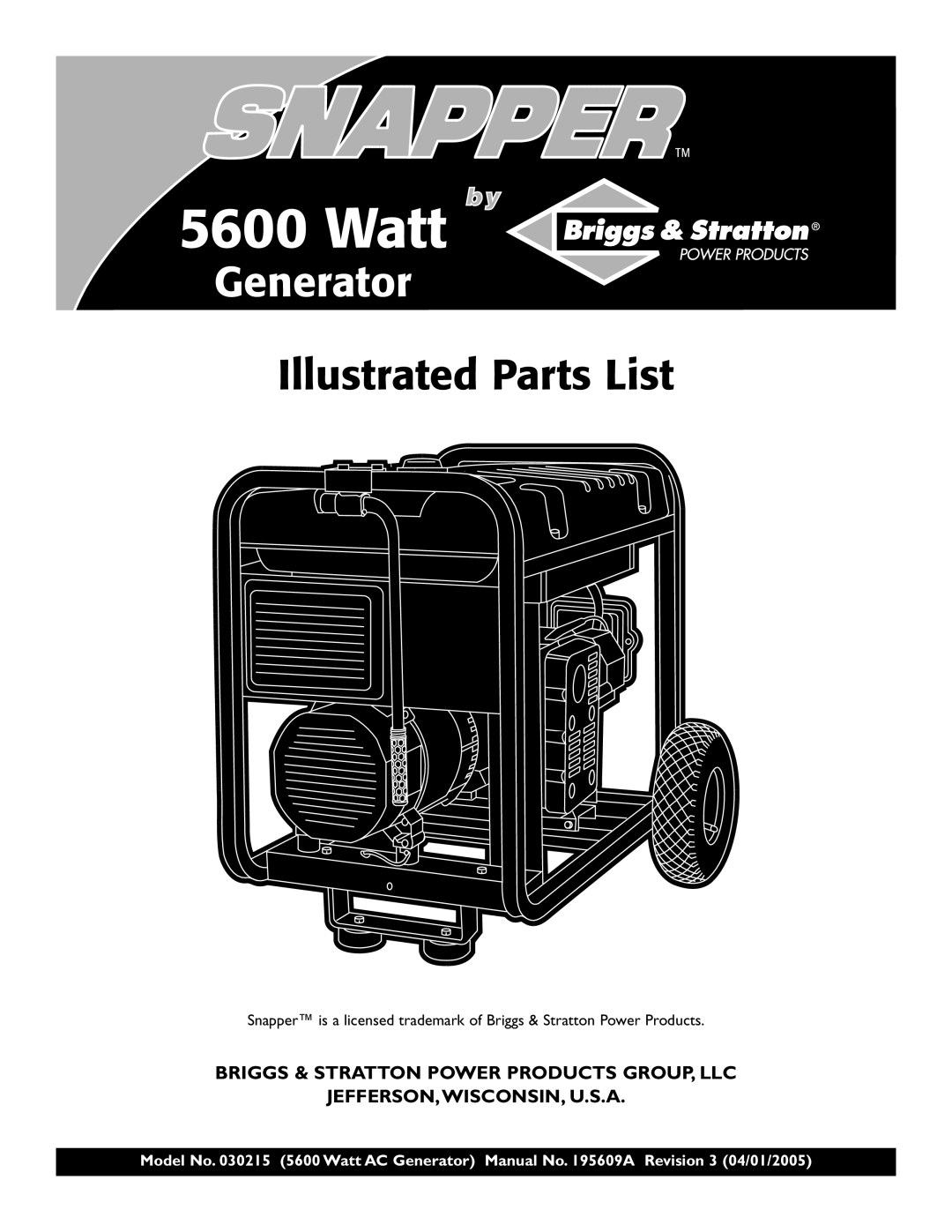 Snapper 5600 manual Watt 