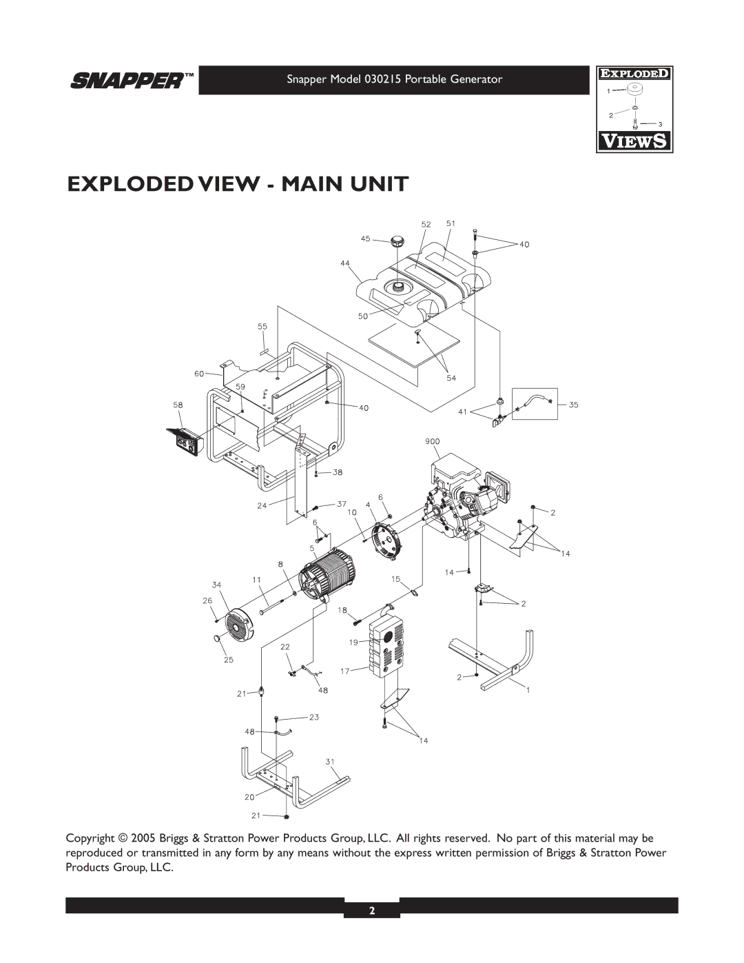 Snapper 5600 manual Exploded View Main Unit 